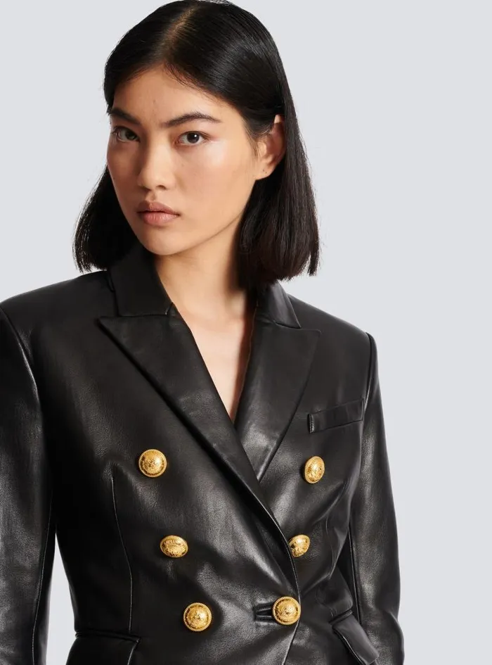 Balmain Jackets And Blazers Women Classic 6button Leather Jacket Black