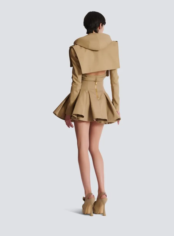 Balmain Jackets And Blazers Women Cotton Cropped Hooded Jacket Beige