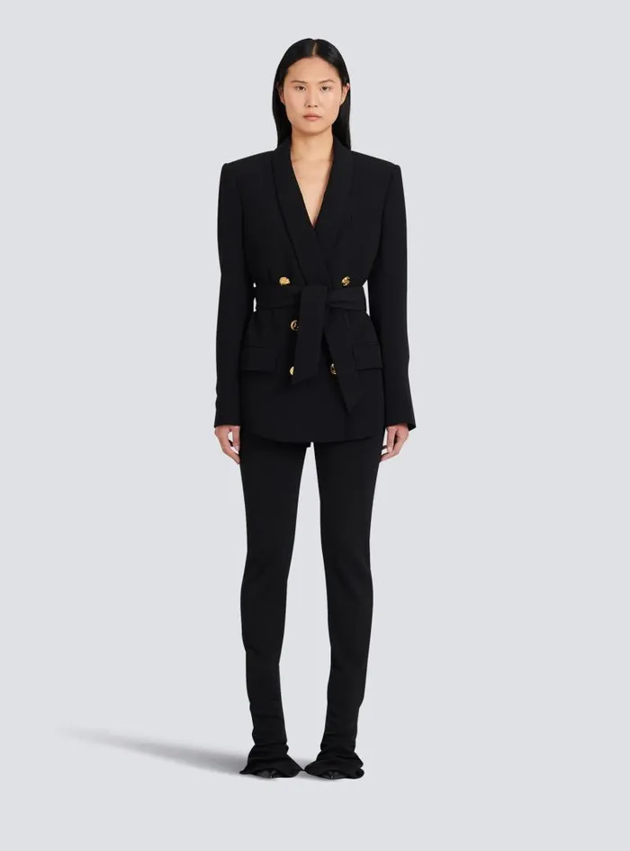 Balmain Jackets And Blazers Women Doublebreasted Fuchsia Ecodesigned Blazer Black