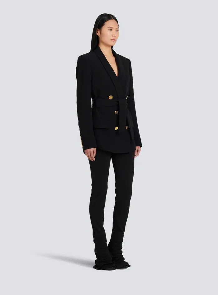 Balmain Jackets And Blazers Women Doublebreasted Fuchsia Ecodesigned Blazer Black
