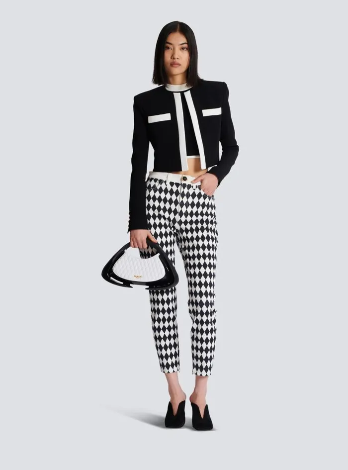 Balmain Jackets And Blazers Women Twotone Crepe Spencer Jacket Black