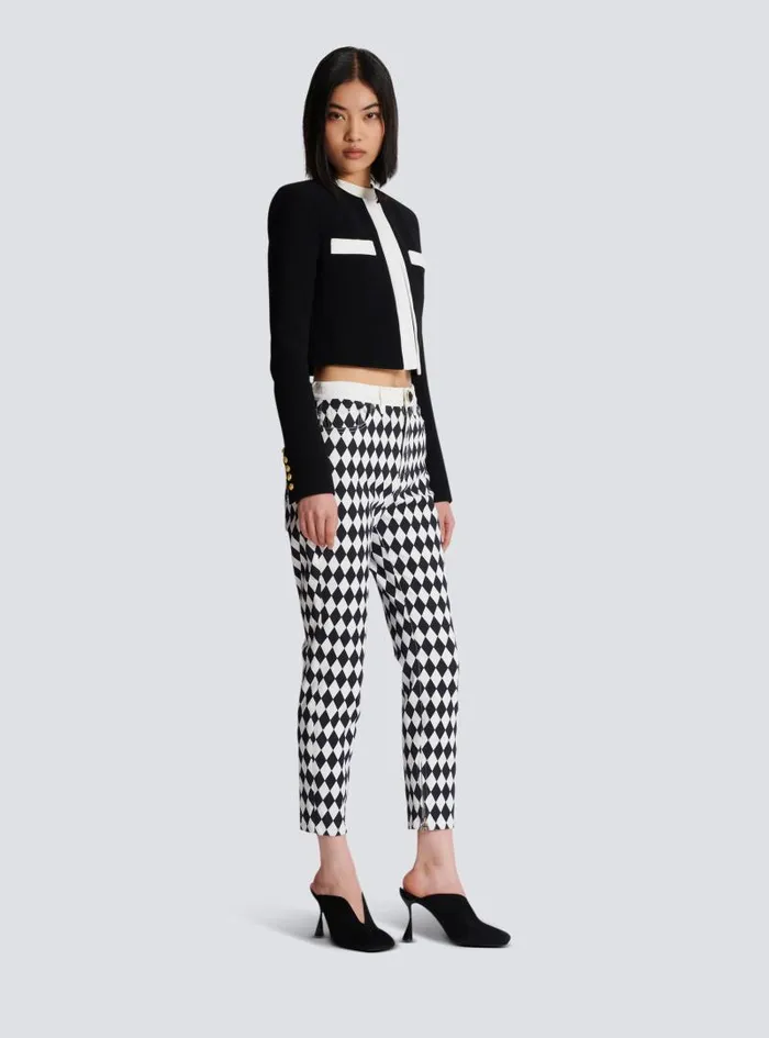 Balmain Jackets And Blazers Women Twotone Crepe Spencer Jacket Black