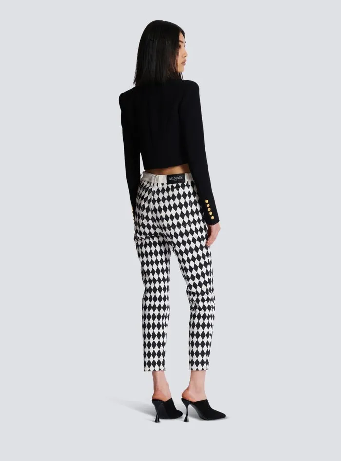 Balmain Jackets And Blazers Women Twotone Crepe Spencer Jacket Black