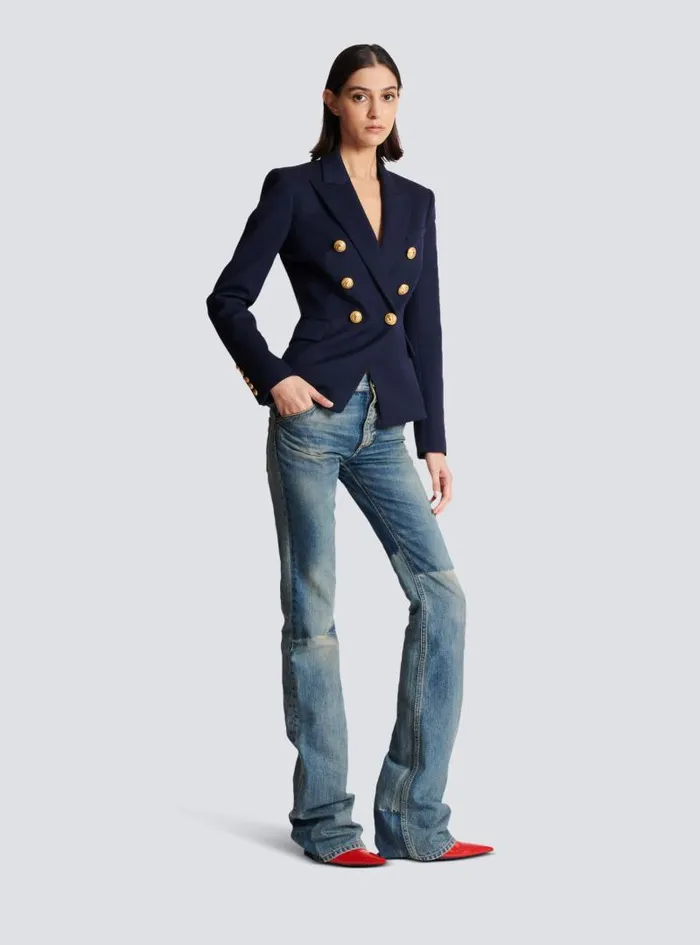Balmain Jackets And Blazers Women Wool Doublebreasted Jacket Navy