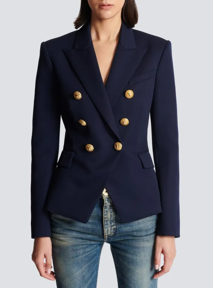 Balmain Jackets And Blazers Women Wool Doublebreasted Jacket Navy