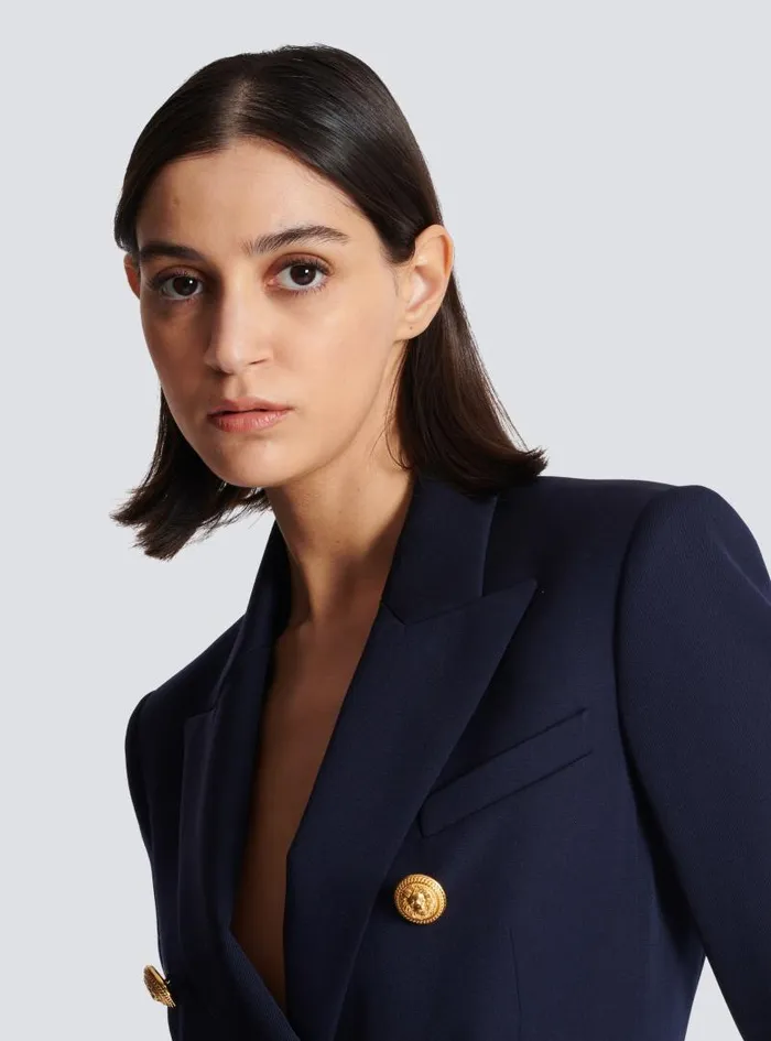 Balmain Jackets And Blazers Women Wool Doublebreasted Jacket Navy