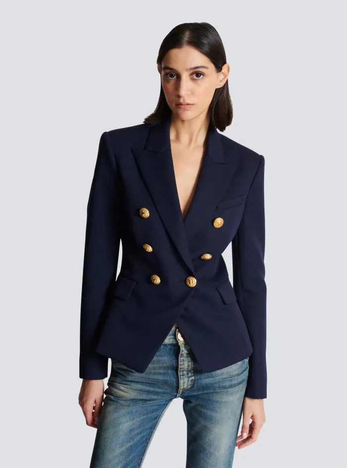 Balmain Jackets And Blazers Women Wool Doublebreasted Jacket Navy