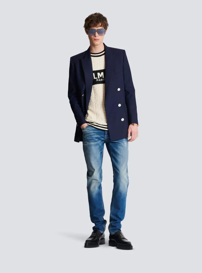 Balmain Knitwear Men Cotton Terry Tshirt White