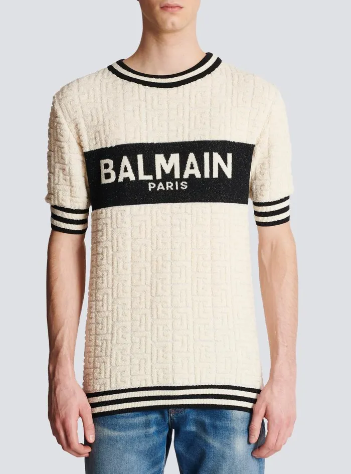 Balmain Knitwear Men Cotton Terry Tshirt White
