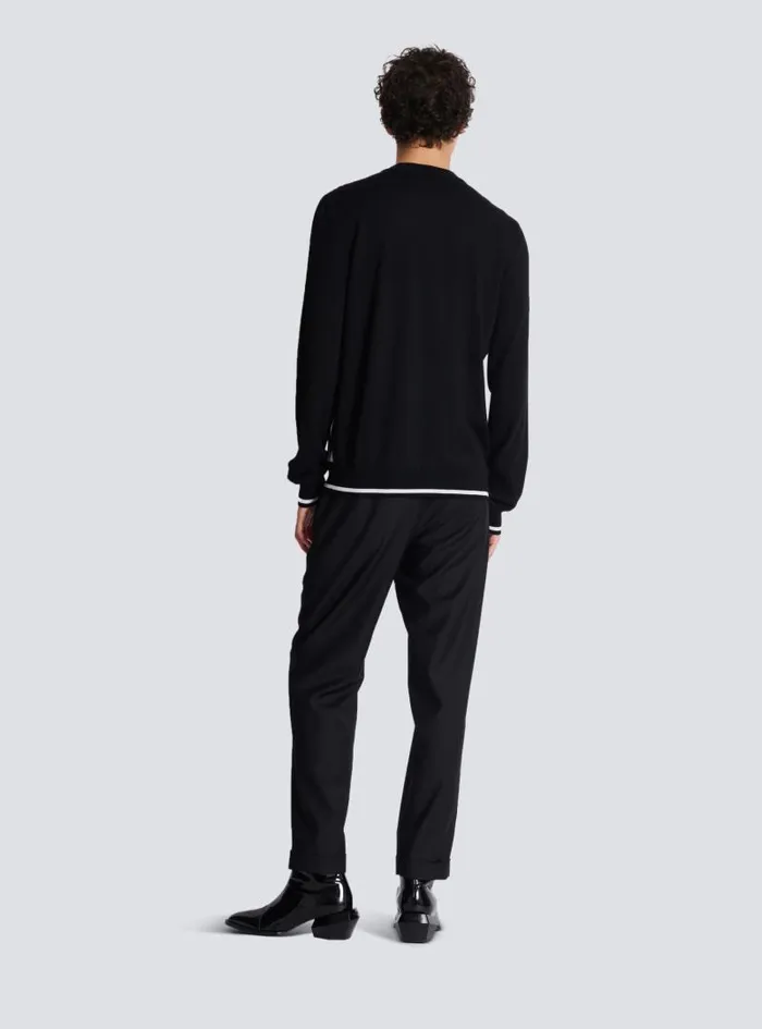 Balmain Knitwear Men Diamond Paris Twotone Jacquard Jumper Black