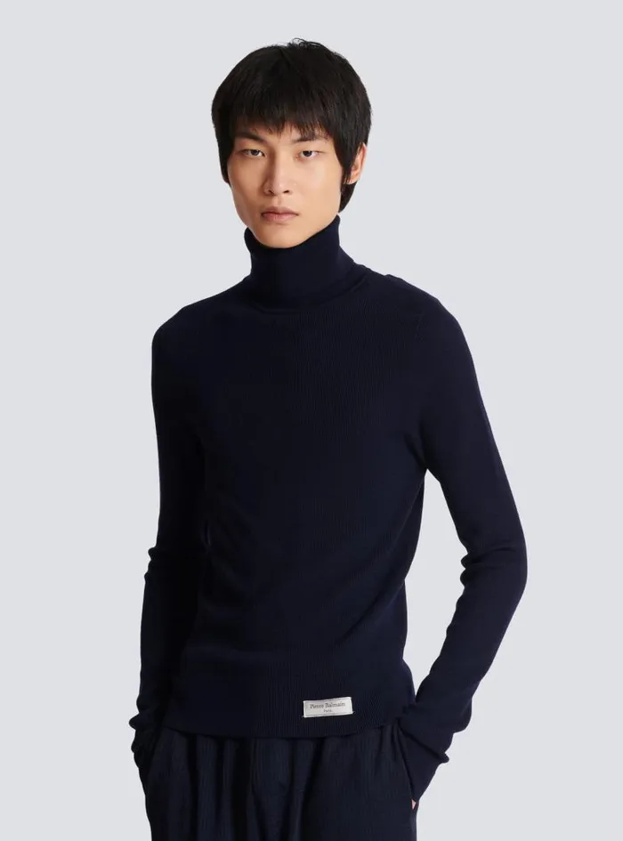 Balmain Knitwear Men PB Turtleneck Navy