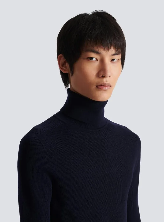 Balmain Knitwear Men PB Turtleneck Navy