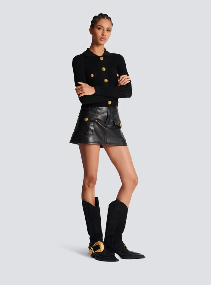 Balmain Knitwear Women Buttoned Knit Cardigan Black