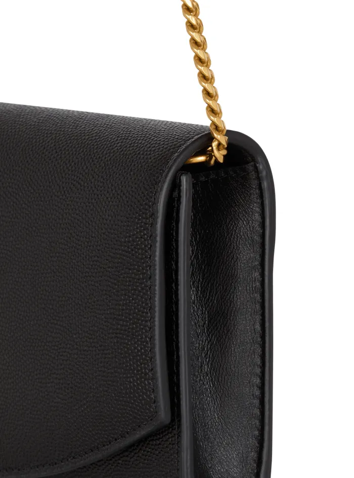 Balmain Mini Bags Women Emblme Grained Calfskin Clutch Black