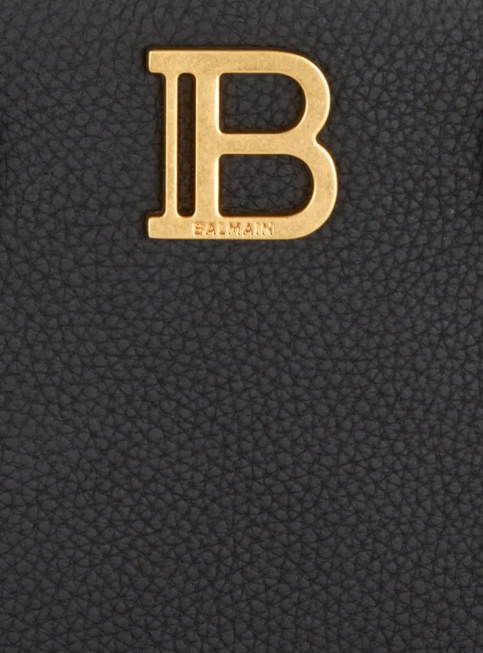 Balmain Mini Bags Women Small BBuzz Top Handle Bag In Grained Leather Black