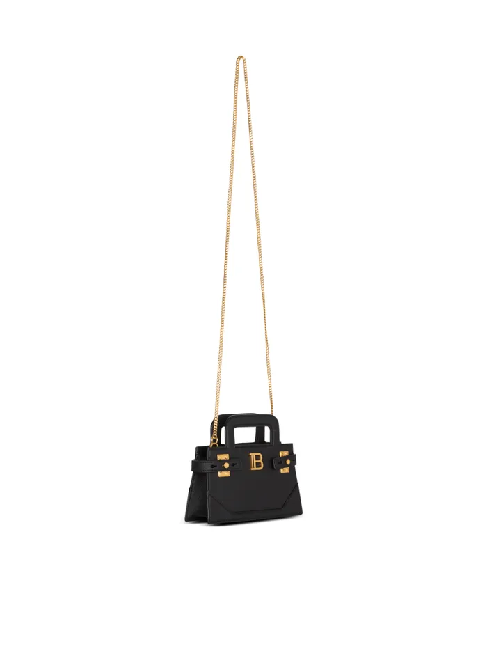 Balmain Mini Bags Women Small BBuzz Top Handle Bag In Grained Leather Black