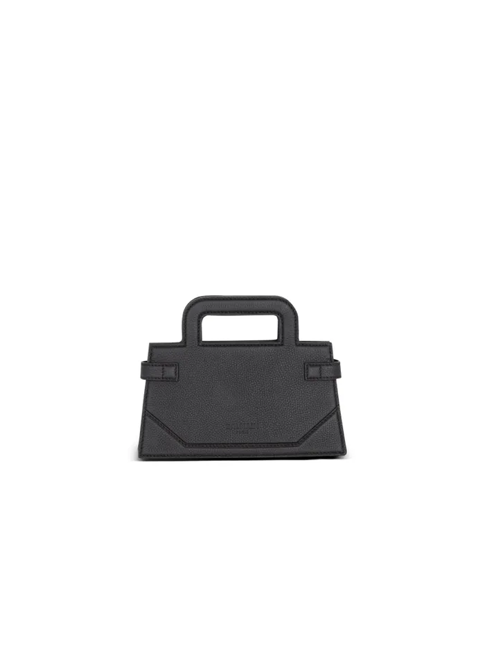 Balmain Mini Bags Women Small BBuzz Top Handle Bag In Grained Leather Black