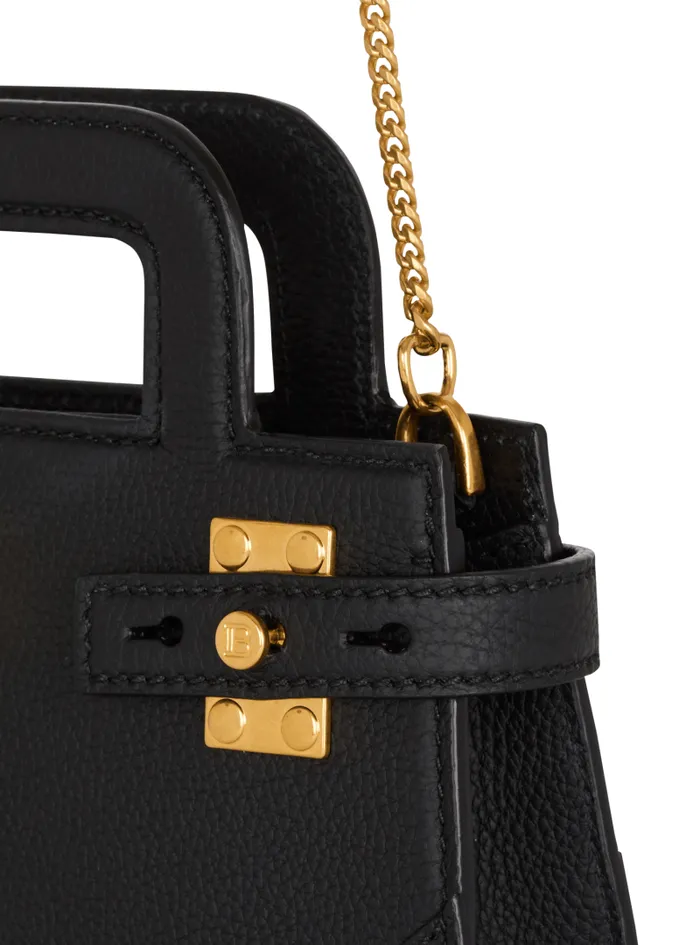 Balmain Mini Bags Women Small BBuzz Top Handle Bag In Grained Leather Black