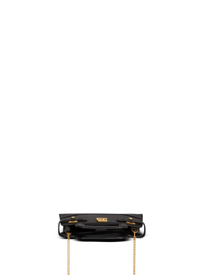 Balmain Mini Bags Women Small BBuzz Top Handle Bag In Grained Leather Black