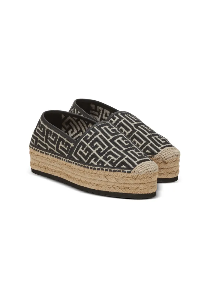 Balmain Sandals Men Alex Espadrilles With Jacquard Monogram Black