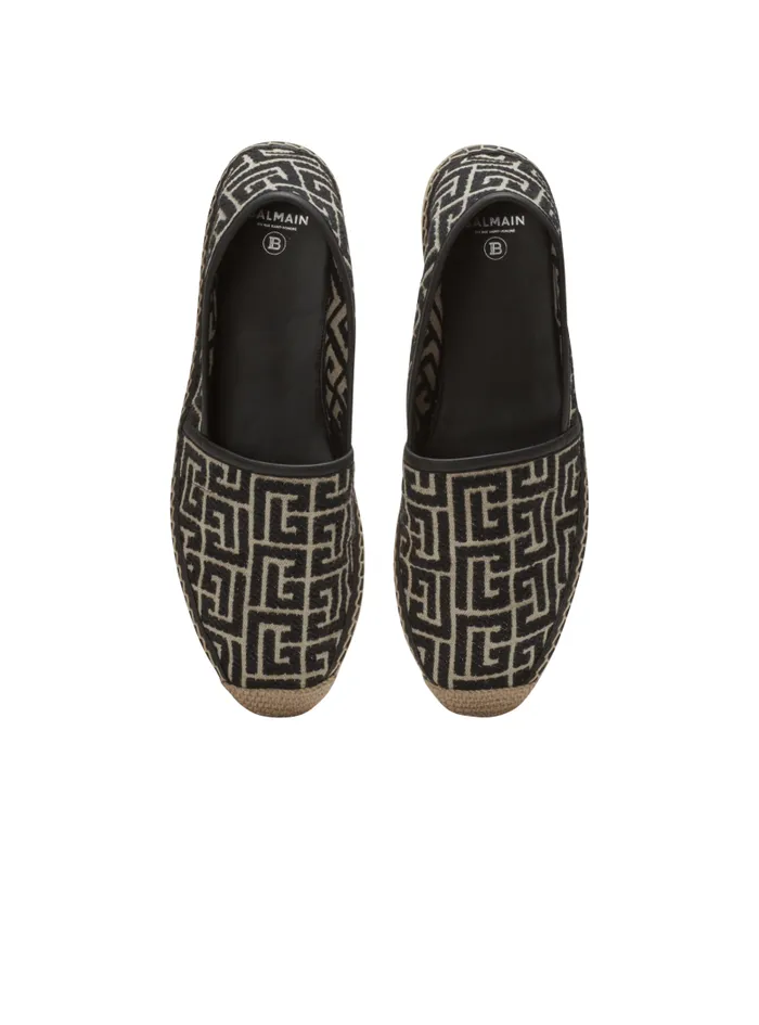 Balmain Sandals Men Alex Espadrilles With Jacquard Monogram Black