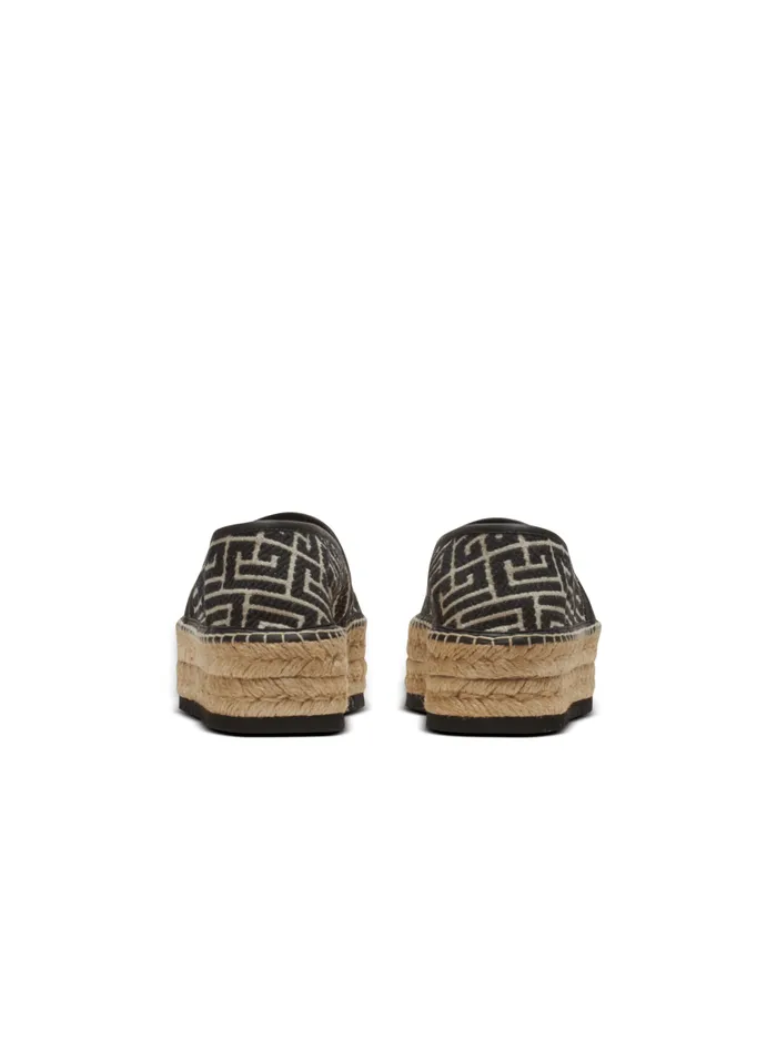 Balmain Sandals Men Alex Espadrilles With Jacquard Monogram Black