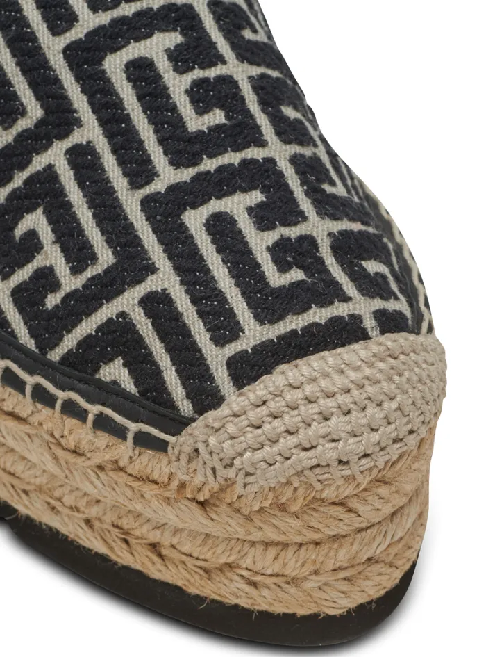 Balmain Sandals Men Alex Espadrilles With Jacquard Monogram Black