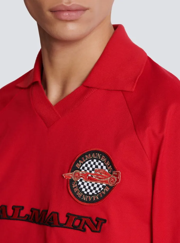 Balmain Shirts And Polos Men Polo Shirt With Racing Embroidery Red