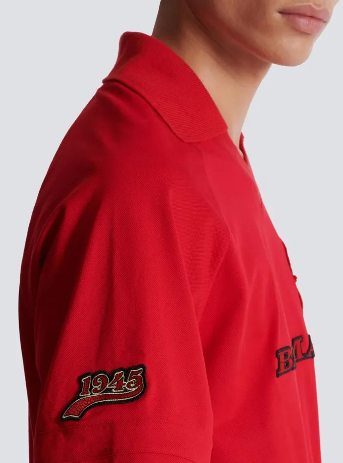 Balmain Shirts And Polos Men Polo Shirt With Racing Embroidery Red