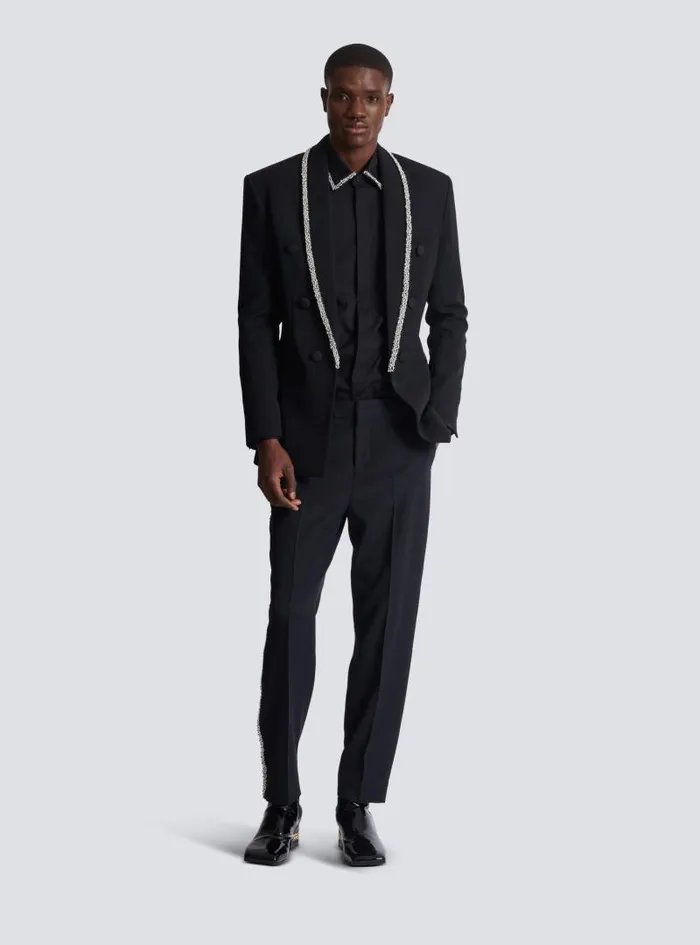 Balmain Shirts And Polos Men Poplin Shirt With Embroidered Collar Black