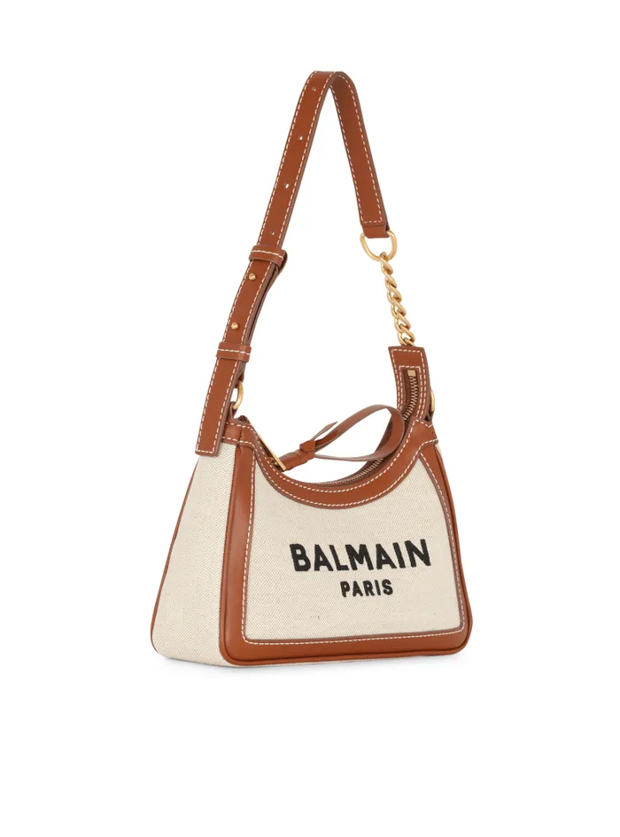 Balmain Shoulder Bags Women BArmy Canvas Bag With Leather Inserts Brown