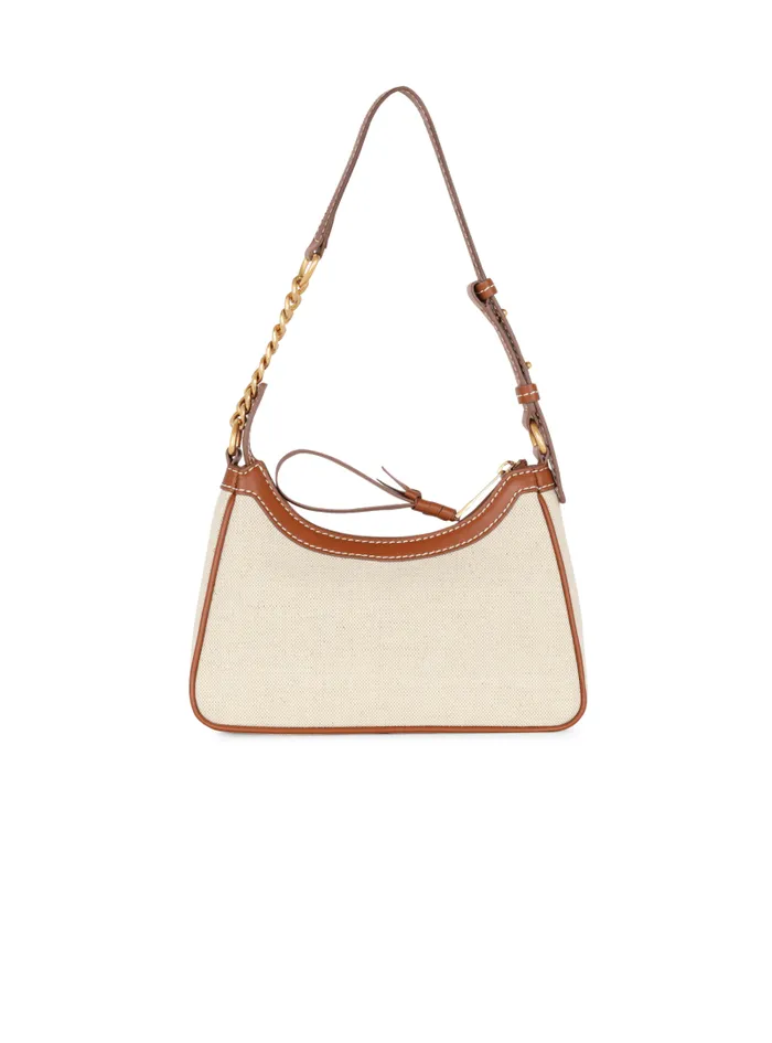 Balmain Shoulder Bags Women BArmy Canvas Bag With Leather Inserts Brown