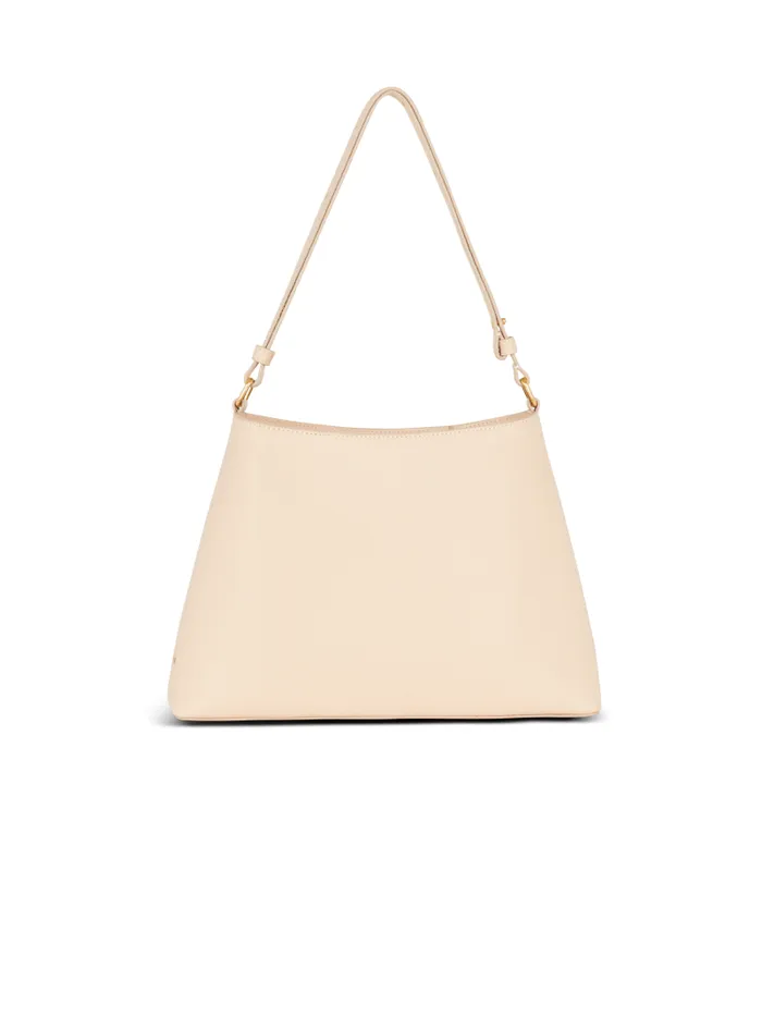 Balmain Shoulder Bags Women Emblme Handbag In Grained Leather Beige