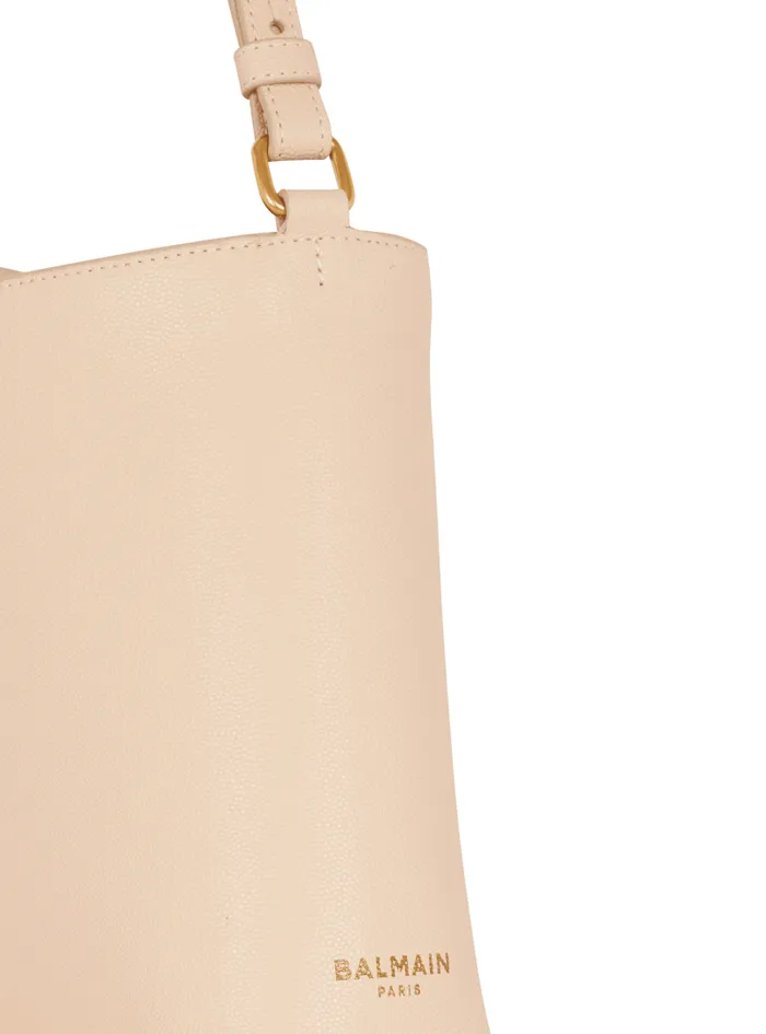 Balmain Shoulder Bags Women Emblme Handbag In Grained Leather Beige
