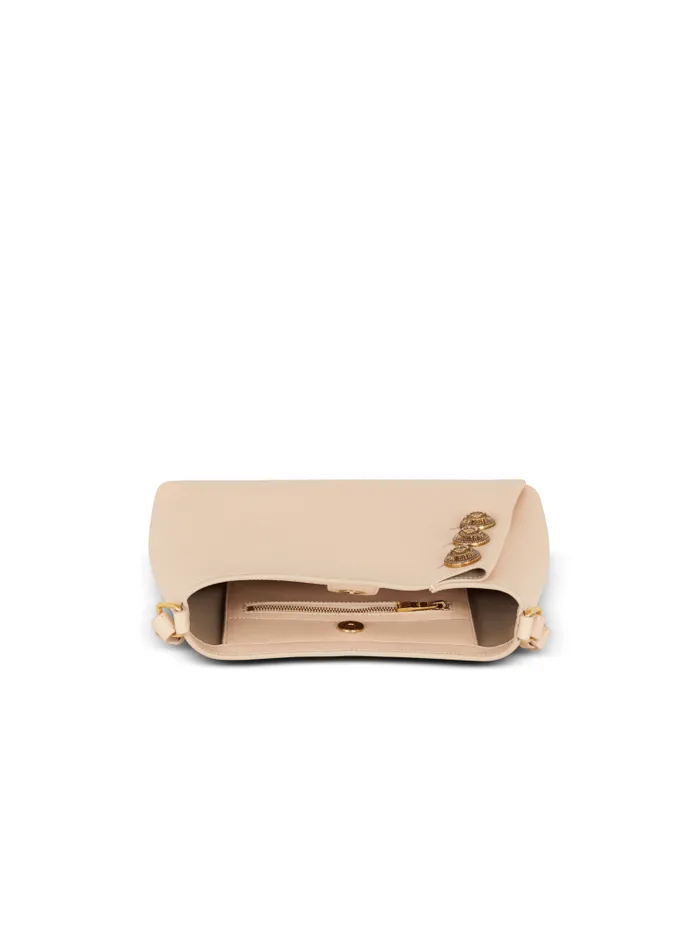 Balmain Shoulder Bags Women Emblme Handbag In Grained Leather Beige