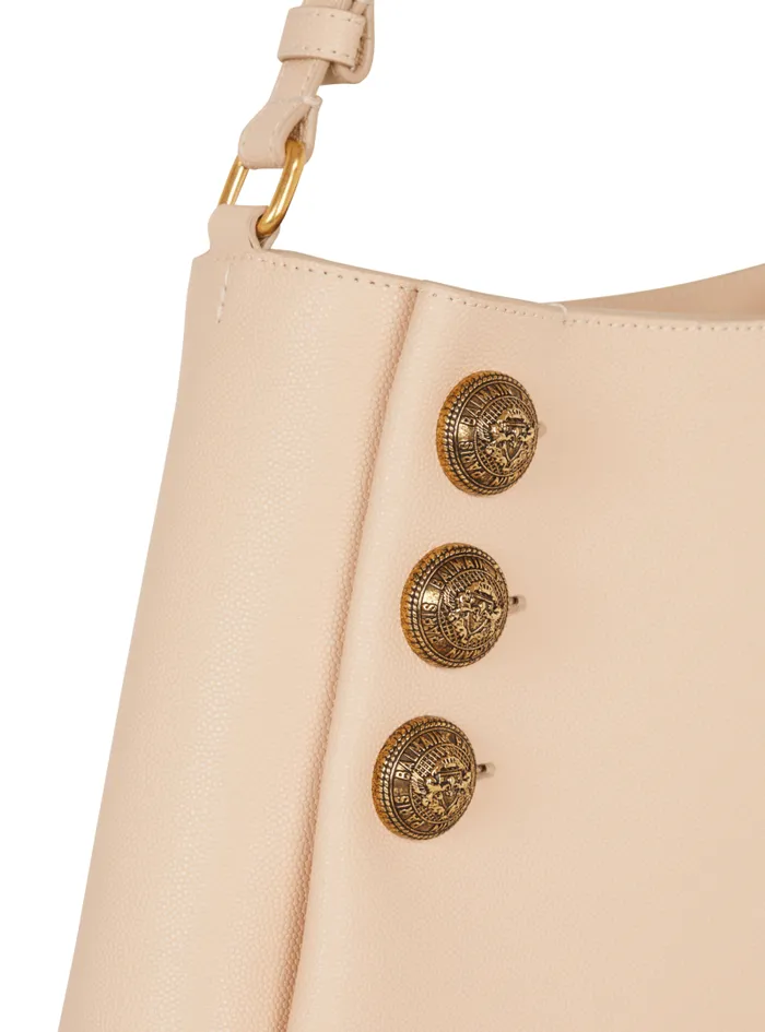 Balmain Shoulder Bags Women Emblme Handbag In Grained Leather Beige
