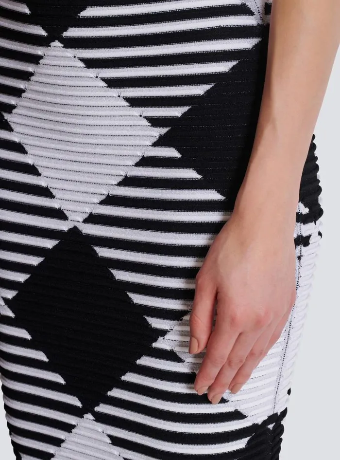 Balmain Skirts Women Midlength Skirt In Rolled Gingham Knit Black