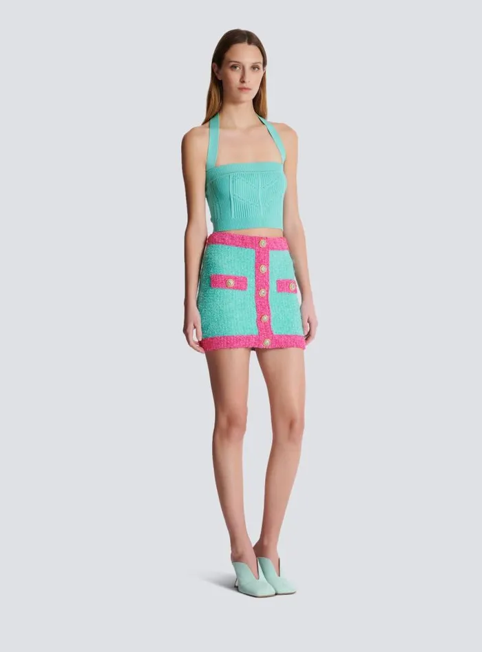 Balmain Skirts Women Twotone Buttoned Knit Skirt Multicolor