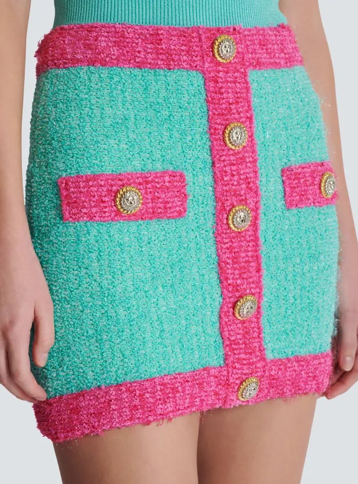 Balmain Skirts Women Twotone Buttoned Knit Skirt Multicolor