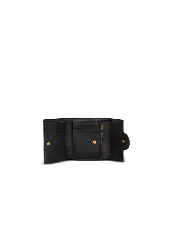 Balmain Small Leather Goods Women Calfskin BBuzz Trifold Wallet Black