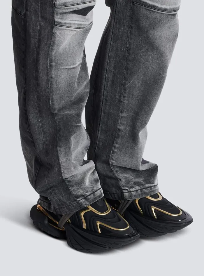Balmain Sneakers Men Unicorn Wave Trainers In Neoprene And Calfskin Black