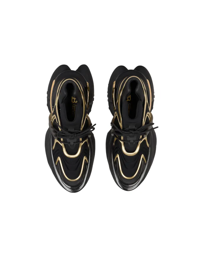 Balmain Sneakers Men Unicorn Wave Trainers In Neoprene And Calfskin Black