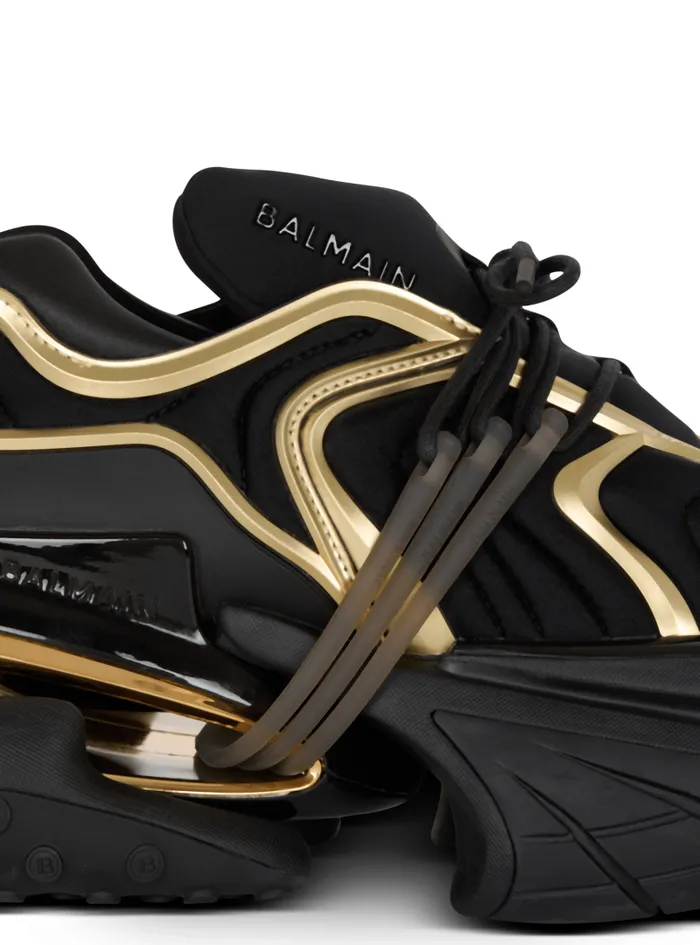 Balmain Sneakers Men Unicorn Wave Trainers In Neoprene And Calfskin Black