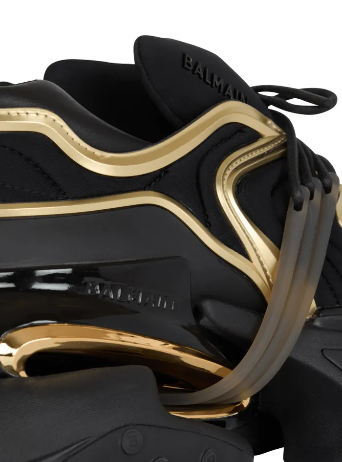 Balmain Sneakers Men Unicorn Wave Trainers In Neoprene And Calfskin Black