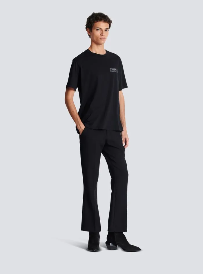 Balmain Sportswear Men Tshirt With Pierre Label Black