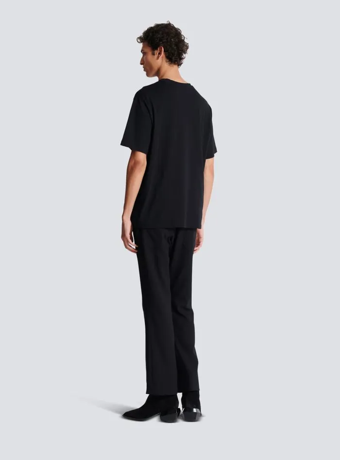 Balmain Sportswear Men Tshirt With Pierre Label Black