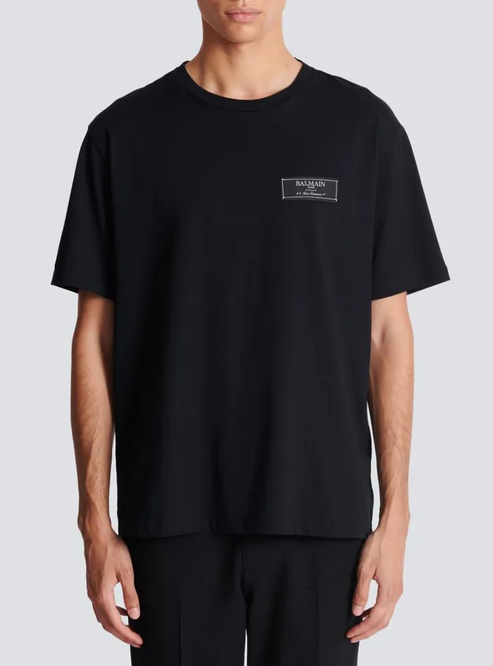 Balmain Sportswear Men Tshirt With Pierre Label Black