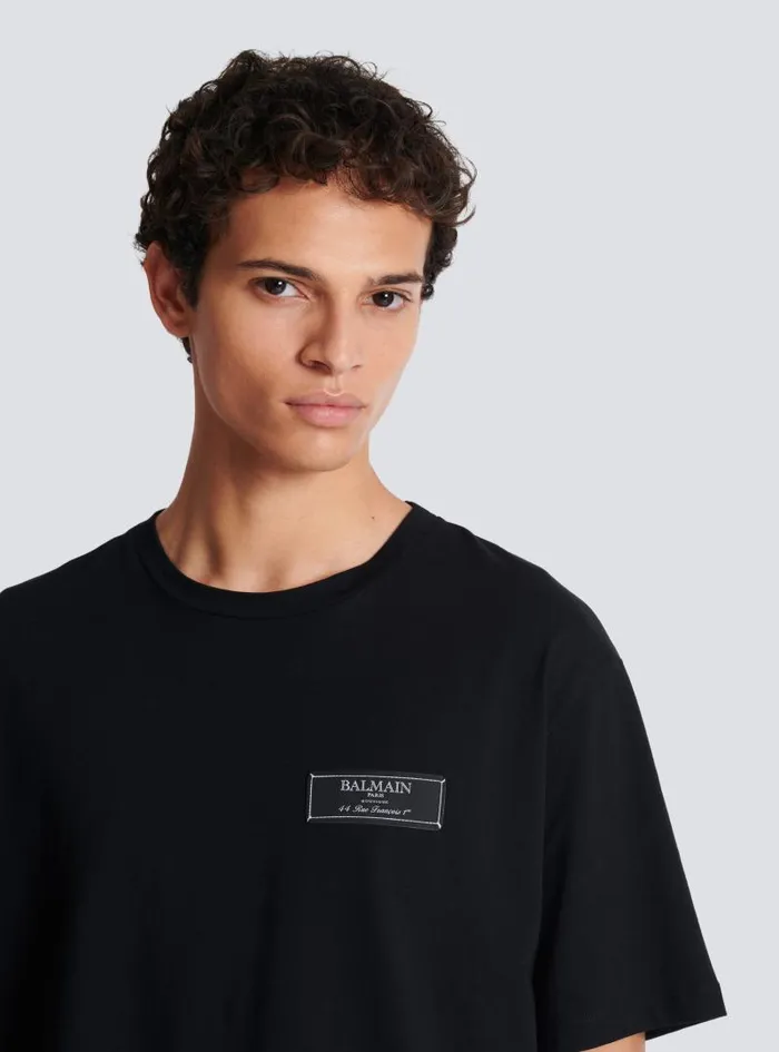 Balmain Sportswear Men Tshirt With Pierre Label Black