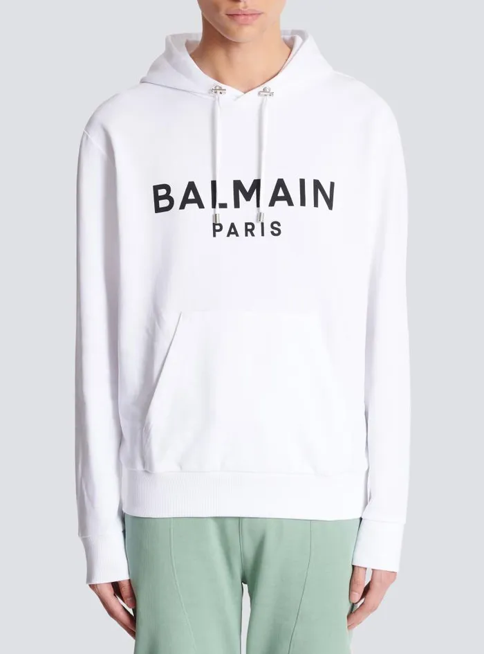 Balmain Sweatshirts Men Paris Hoodie White