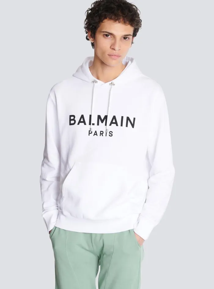 Balmain Sweatshirts Men Paris Hoodie White